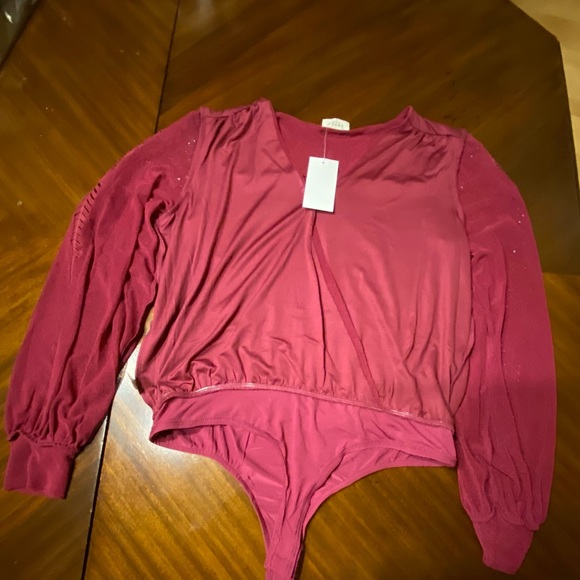 Ember Sz L Burgundy Bodysuit W/Elaborate Embroidery NWT😊😊 - Picture 14 of 15